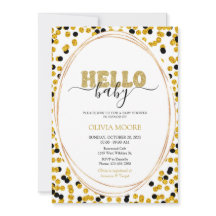 Chá de fraldas de pontos negros e dourados