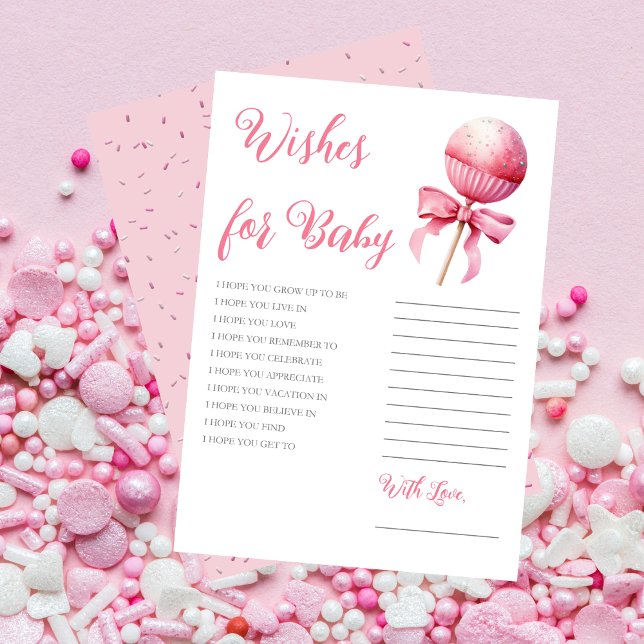 Convite Chá de fraldas de Pop de Bolo Rosa quer bebê (Pink Cake Pop Girl Baby Shower Wishes for Baby -- Pink Candy Frame Collection)