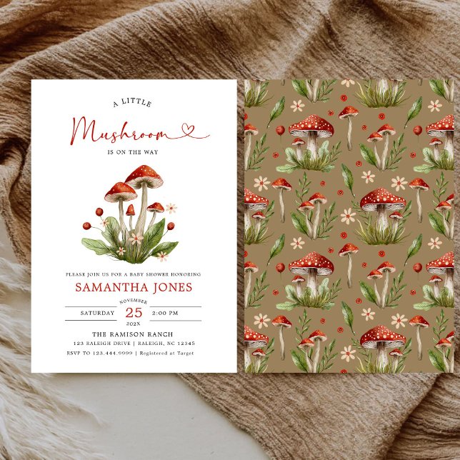 Convite Chá de fraldas de Pouco Cogumelo de Arco Moderno (Criador carregado)