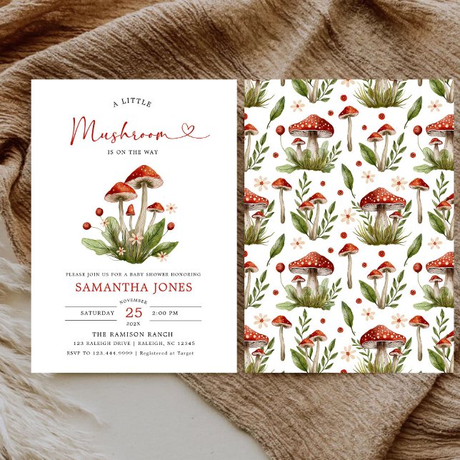 Convite Chá de fraldas de Pouco Cogumelo de Arco Moderno (Criador carregado)