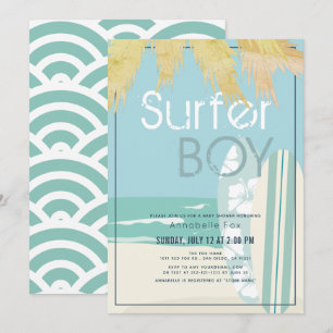 Convite Chá de fraldas de praia do Surfer Boy Surfboards