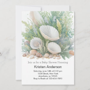 Convite Chá de fraldas de praia pelo Oceano