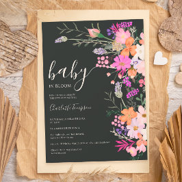 Convite Chá de fraldas de primavera pastel romeno