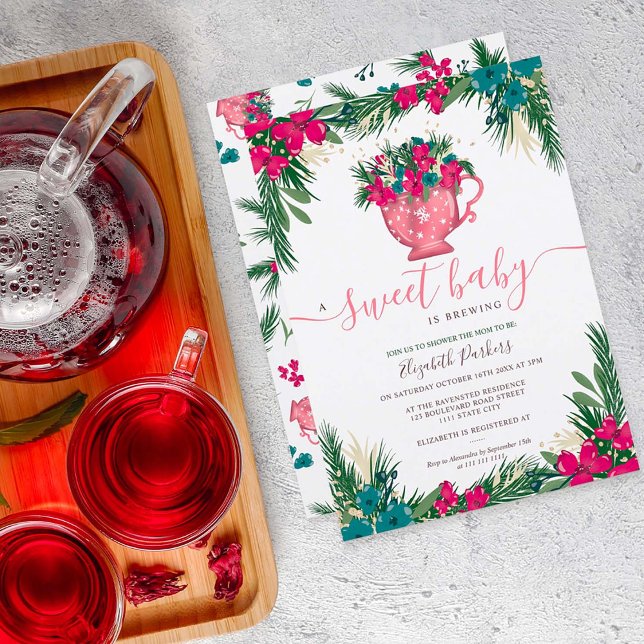 Convite Chá de fraldas de produção de chá de natal de inve (Criador carregado)