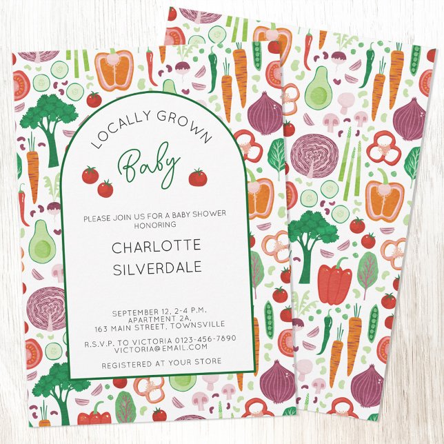 Convite Chá de fraldas De Produção Local (Farmers Market Locally Grown Baby personalized baby shower invitation)