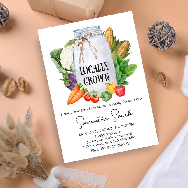 Convite Chá de fraldas De Produção Local (Locally Grown Baby Shower Invitation)