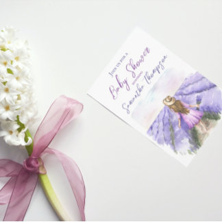 Convite Chá de fraldas de Proveniência da Flor Roxa lavand