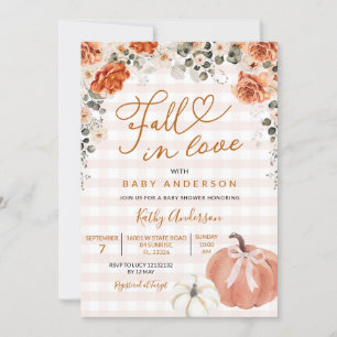 Convite Chá de fraldas De Pumpkin Laranja Gingham