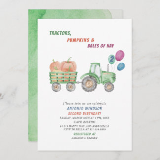 Convite Chá de fraldas de Pumpkins para Tratores de Aquare