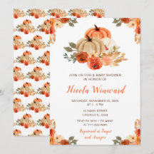 Chá de fraldas de Pumpkins Russo Floral Laranja