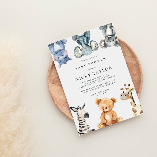 Convite Chá de fraldas de quadro de animais em bruto (Criador carregado)