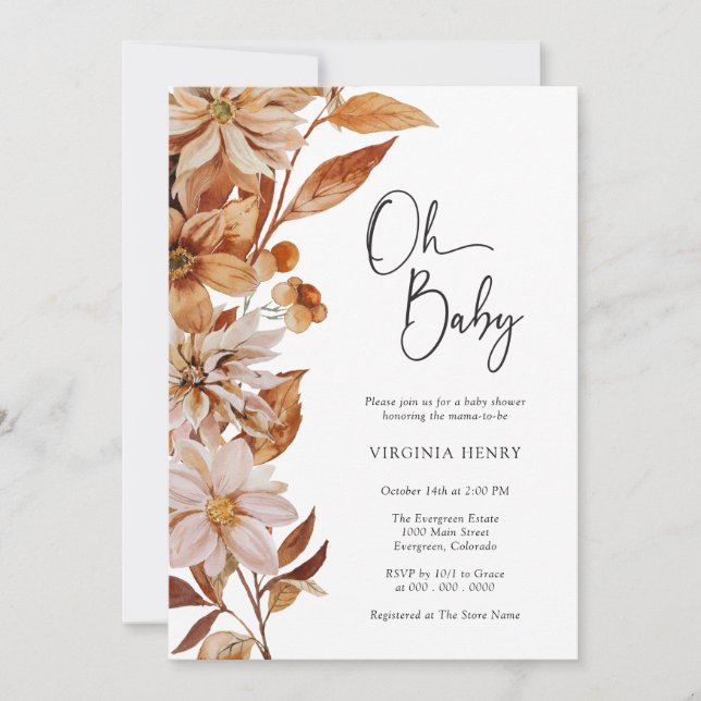 Convite Chá de fraldas de queda (Frente)