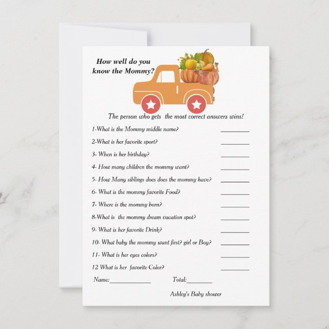 Convite Chá de fraldas de queda Como você conhece bem a ma (Frente)