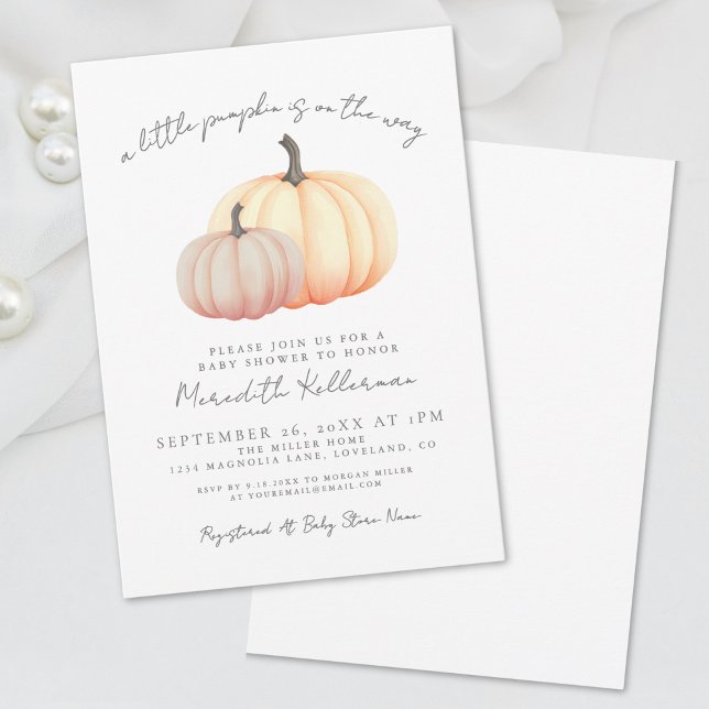 Convite Chá de fraldas de queda de abóbora (Pumpkin Fall Baby Shower Invitation)