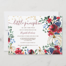 Convite Chá de fraldas de queda de abóbora floral russa bu