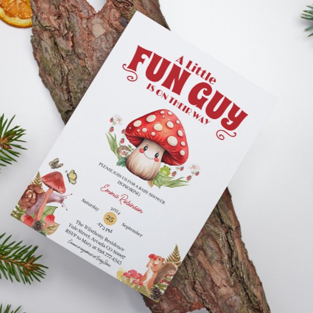Convite Chá de fraldas de queda de madeira do caracol Mush (mushroom baby shower baby shower invitations fall autumn spring summer thanksgiving)