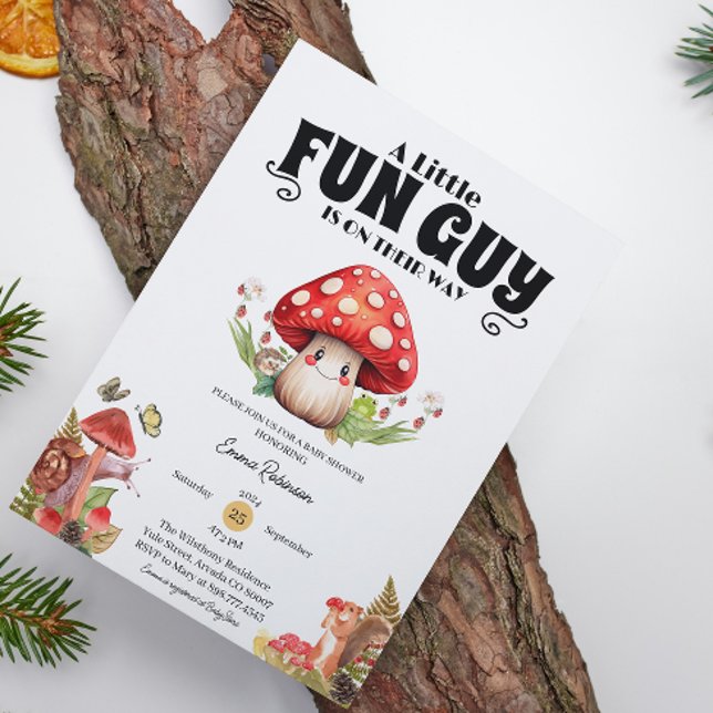 Convite Chá de fraldas de queda de madeira do caracol Mush (mushroom baby shower baby shower invitations rustic woodland forest whimsical mother to be)