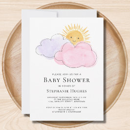 Convite Chá de fraldas De Raparigas Sun E Clouds