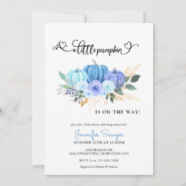 Convite Chá de fraldas de Rapaz Azul de outono de Abóbora