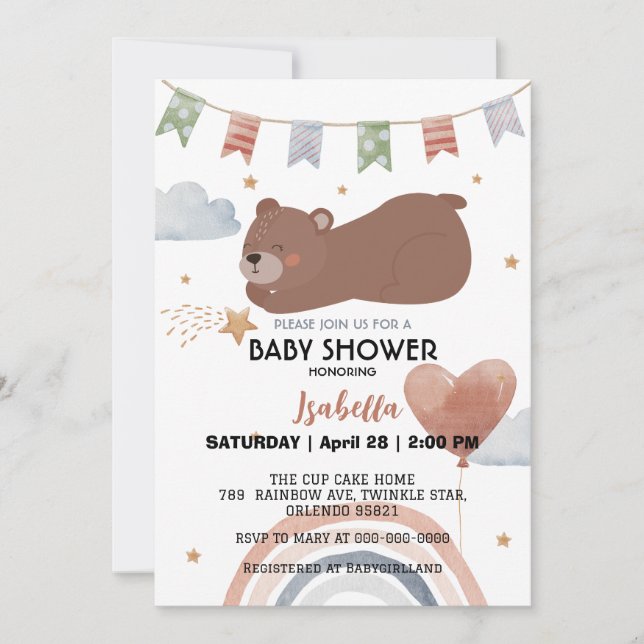 Convite Chá de fraldas de rapazes africanos BEAR (Frente)