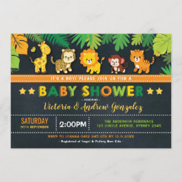 Convite Chá de fraldas de Rapazes da Selva Safari