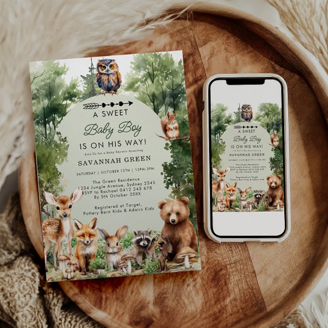 Convite Chá de fraldas de Rapazes da Selva Tropical Safari (Criador carregado)