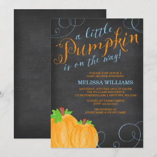 Convite Chá de fraldas de Rapazes de Pumpkin com Aquarela