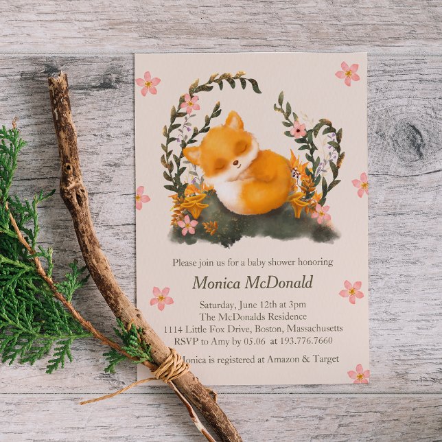 Convite Chá de fraldas de Raposa Verde Bonita (Criador carregado)