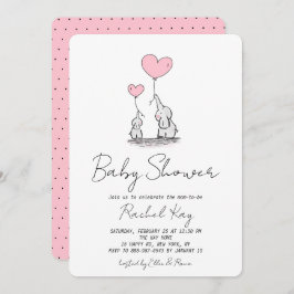 Convite Chá de fraldas de recém-nascida do Elefante-Balão 