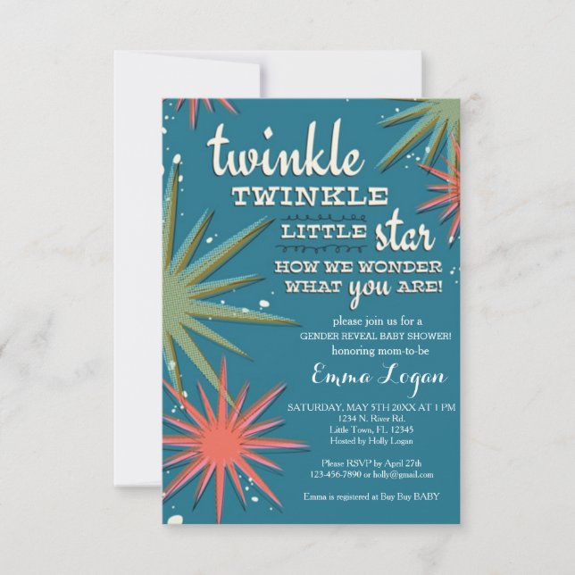 Convite Chá de fraldas de Revisão de Gênero (Frente)