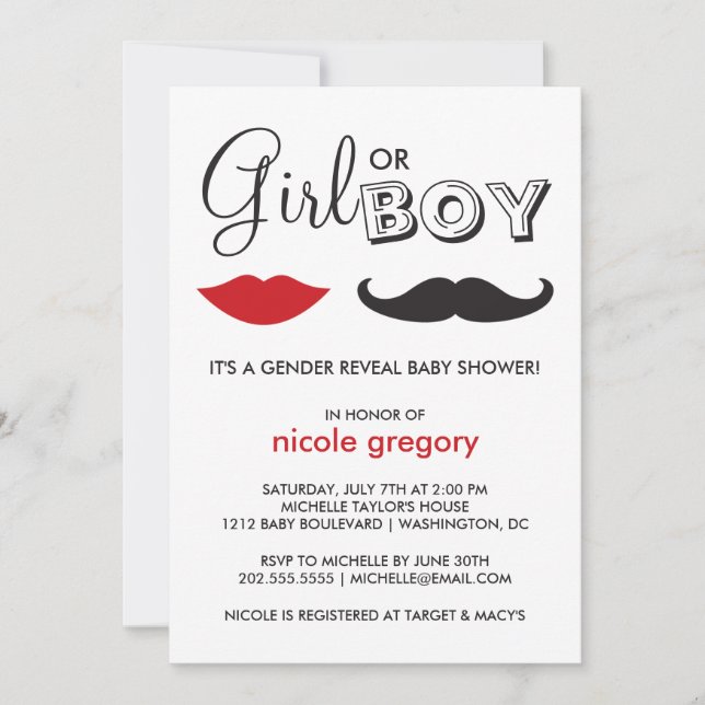 Convite Chá de fraldas de Revisão de Gênero (Frente)