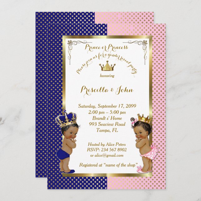 Convite Chá de fraldas de Revisão de Gênero, azul, rosa, o (Frente/Verso)