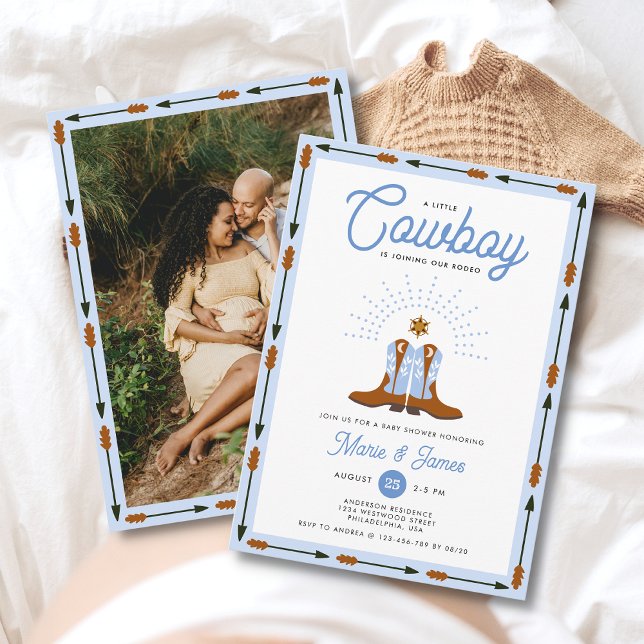 Convite Chá de fraldas de Rodeio de Pequeno Cowboy Ocident (Criador carregado)