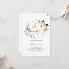 Convite Chá de fraldas de Rosas Blush PixDezines Watercolo