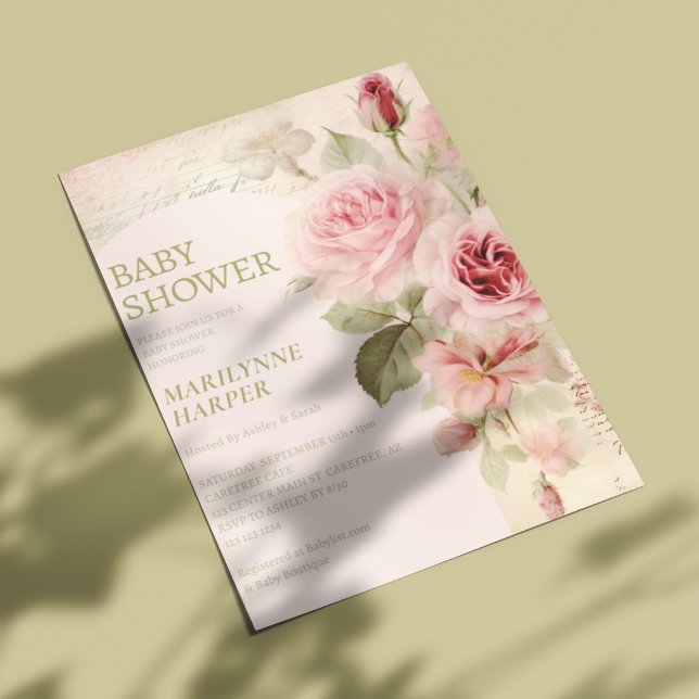 Convite Chá de fraldas de Rosas Boho Arch (Criador carregado)