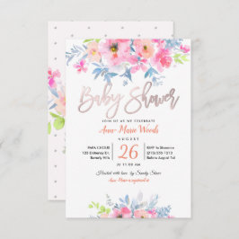 Convite Chá de fraldas de Rosas de Jardim de Aquarela PixD