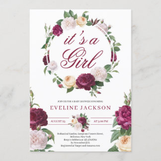 Convite Chá de fraldas de rosas de nata e de marrom