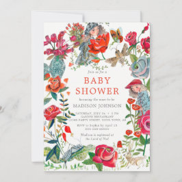 Convite chá de fraldas de rosas florais