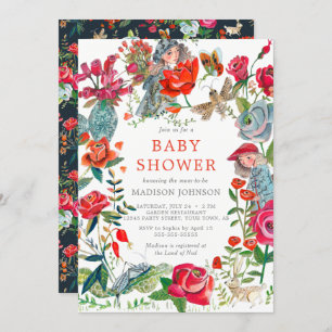 Convite chá de fraldas de rosas florais