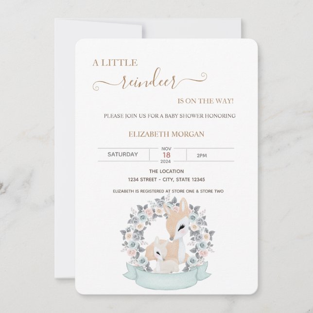 Convite Chá de fraldas de Rosas para bebês (Frente)