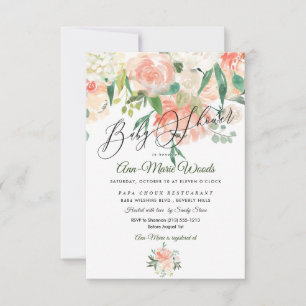 Convite Chá de fraldas de Rosas PixDezines Watercolor MidS