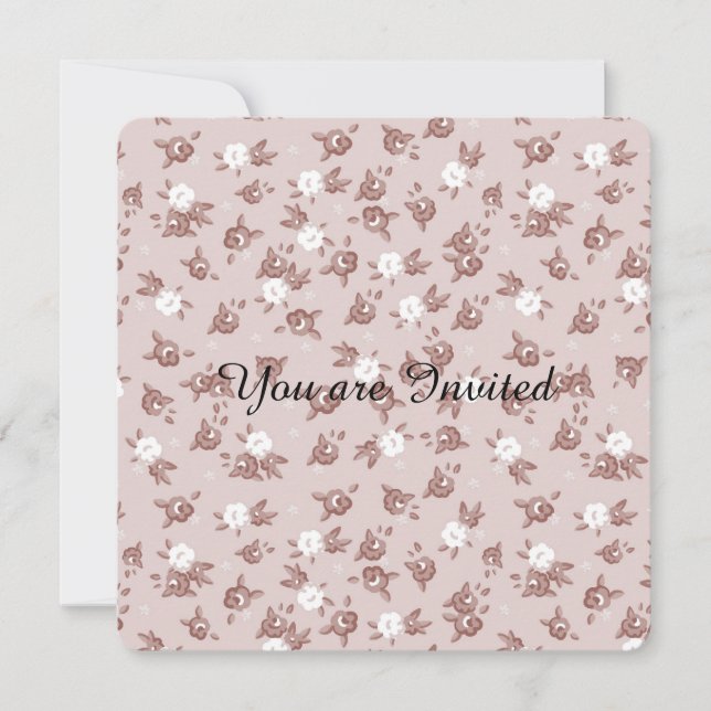 Convite Chá de fraldas de Rosas Rosa Doce (Frente)