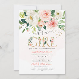 Convite Chá de fraldas de Rosas Rosa Rosa Blush do ArtsApp