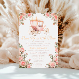 Convite Chá de fraldas de Rosas Rosa-Rosa da Carruagem Pri