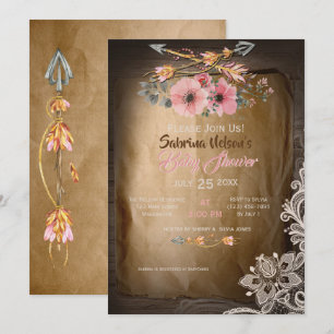 Convite CHÁ DE FRALDAS de Rosas Selvagens BOHO