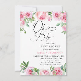 Convite Chá de fraldas de rosca rosa