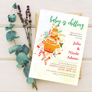 Convite Chá de fraldas de roupa quente para inverno