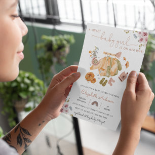 Convite Chá de fraldas de roupas da Boho Vintage Baby Girl