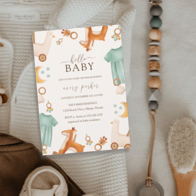 Convite Chá de fraldas de roupas de bebê boho exclusivo (Unique Boho Baby Girl Clothes Baby Shower Invitation)