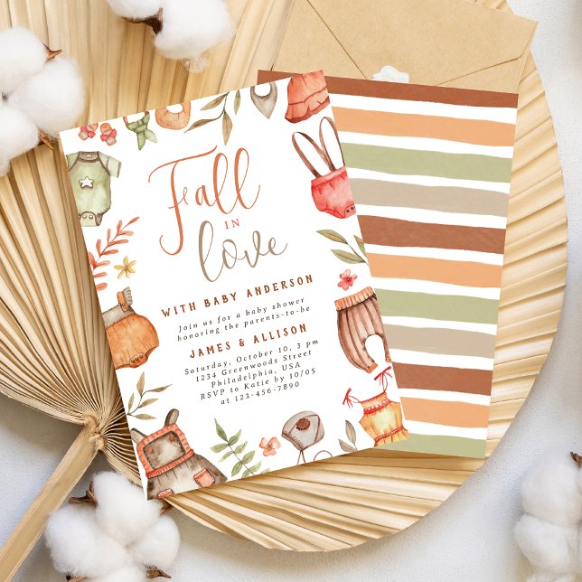 Convite Chá de fraldas de roupas de boho caído no amor (Criador carregado)